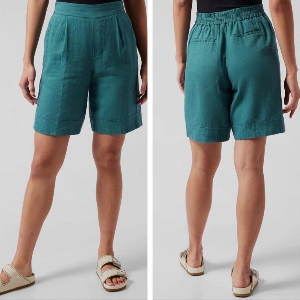 Athleta Playa Linen Bermuda Teal Women's Shorts